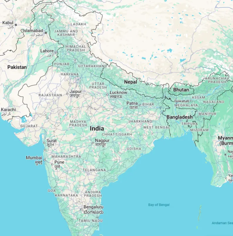 Map showing India
